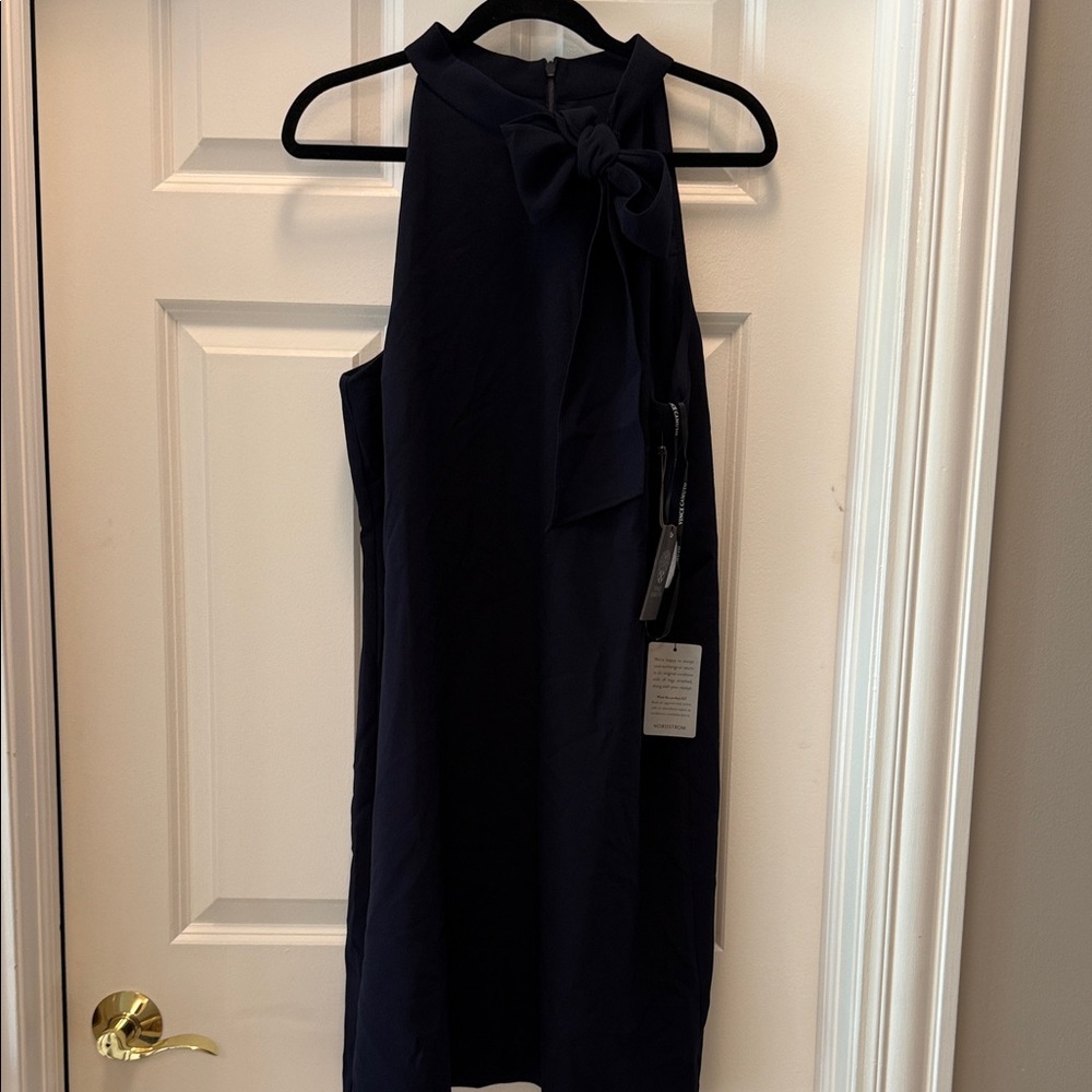Vince Camuto Navy Dress with Halter Neck with bow